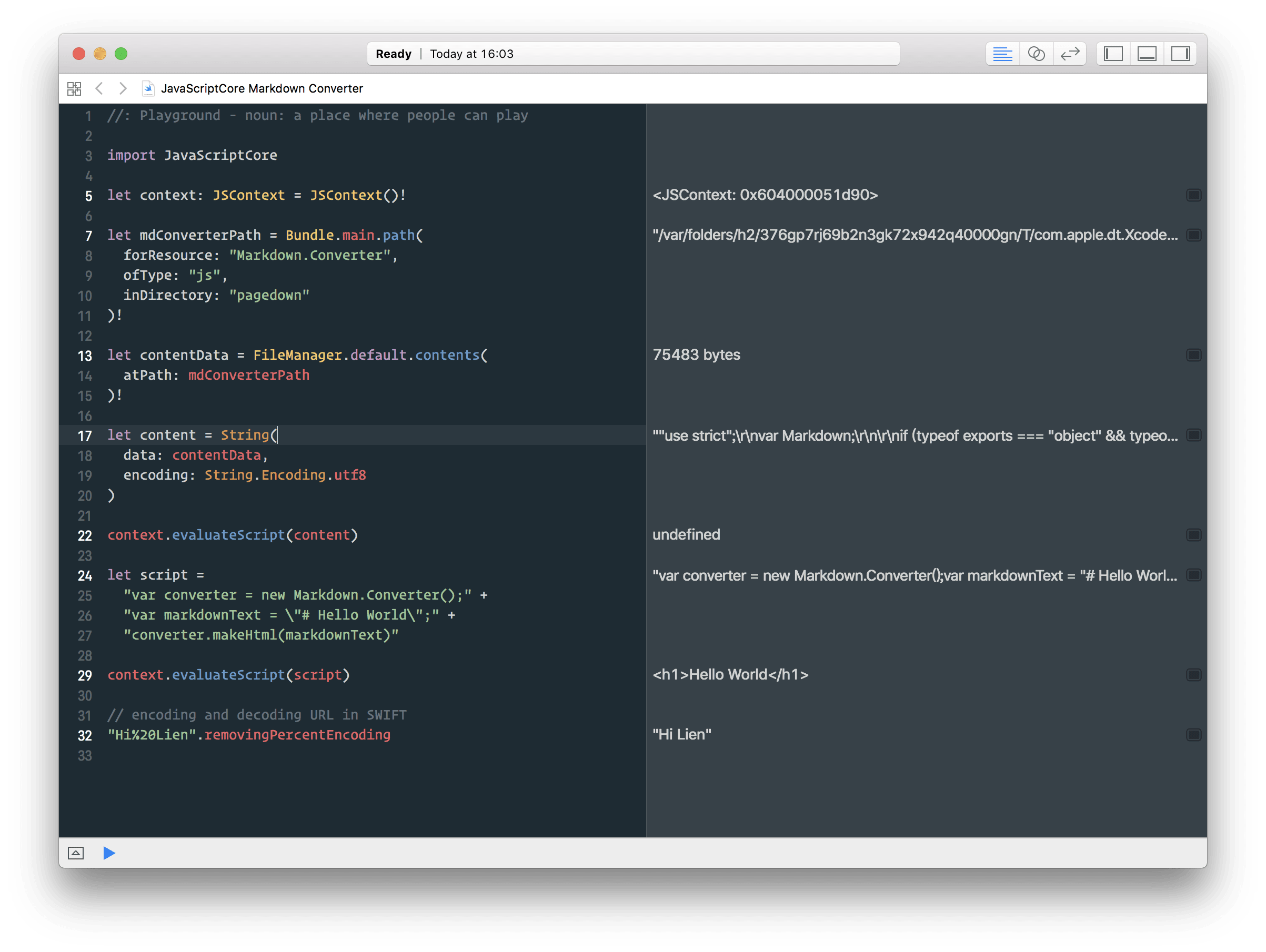 通过 JavaScriptCore 将 Markdown 转换成 HTML