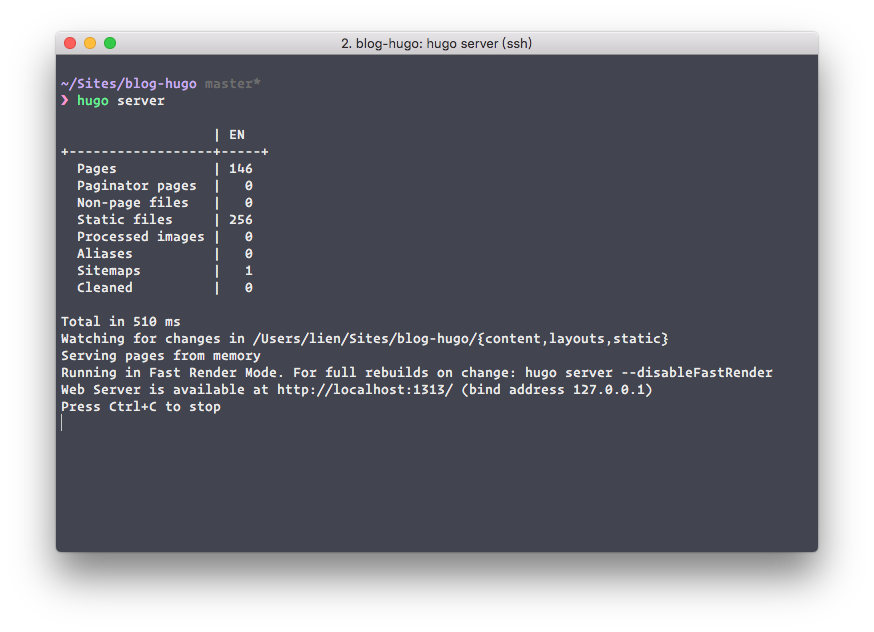 Hugo Server 命令的截图